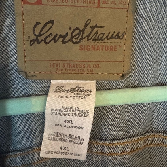 Levi Strauss Signature Denim Trucker Jacket 4XL — Classic Blue Jean Jacket - Picture 5 of 9